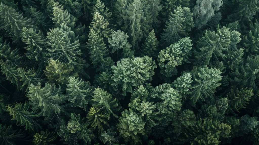 Aerial view of a dense forest canopy illustrating philosophy’s view of the whole beyond individual trees.